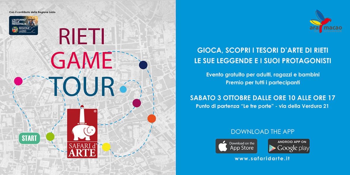 Sabato 3 Ottobre – Game tour Gratuito Rieti